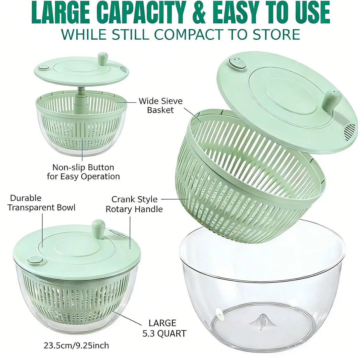 Salad Spinner Large, 3 IN 1